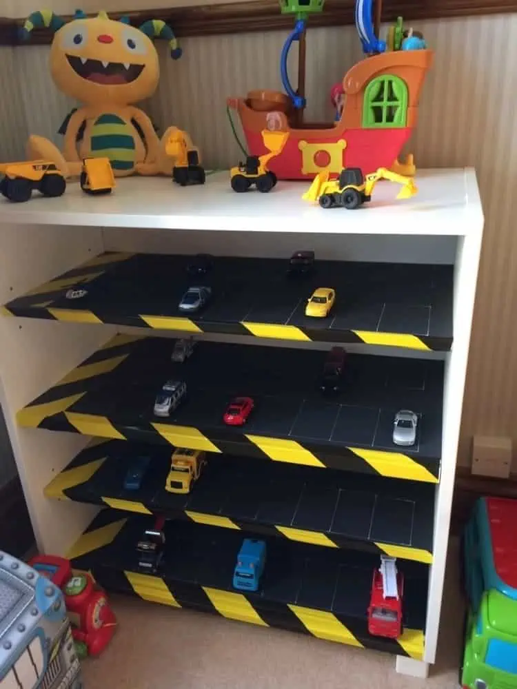 Kids Toy Car Parking Storage from an Old Wardrobe