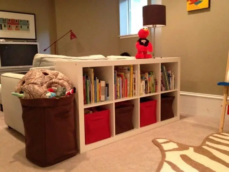 Console Behind the Couch to Store Your Kids Toys in the Living Room