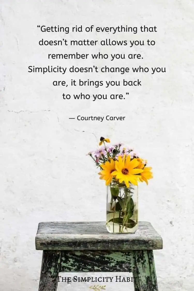 Getting rid of everything that doesn’t matter allows you to remember who you are. Simplicity doesn’t change who you are, it brings you back to who you are – Courtney Carver