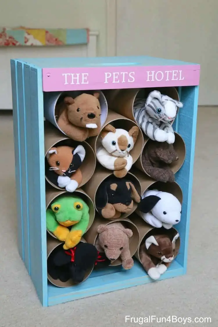 wooden crate toy storage for plush toys
