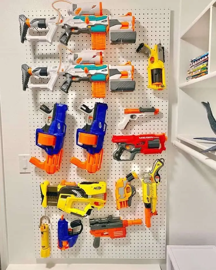 Closet Pegboard Toy Gun Organizer