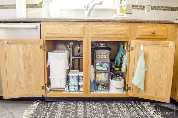 organizing under the kitchen sink idea using clear containers