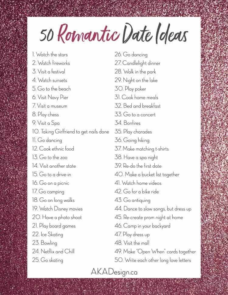 50 romantic date ideas to try out with your partner list