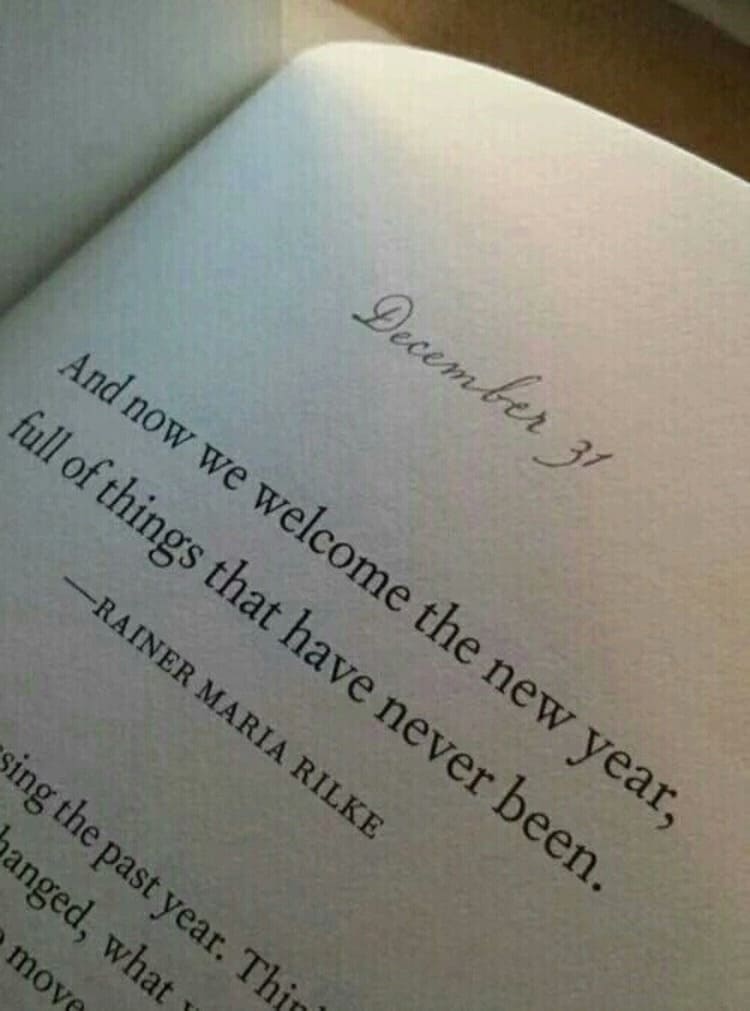 And now we welcome the new year Full of things that have never been Rainer Maria Rilke end of year quotes