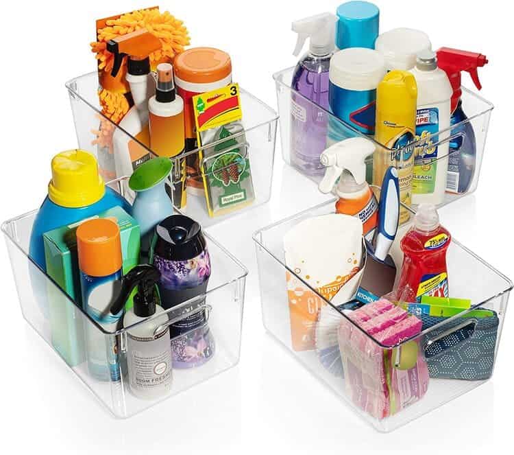 Store Toiletries in a Caddy in a clear caddy container