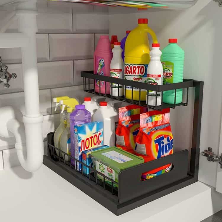 Under Bathroom Sink Storage Ideas organizer to Keep Cleaning Supplies Separate