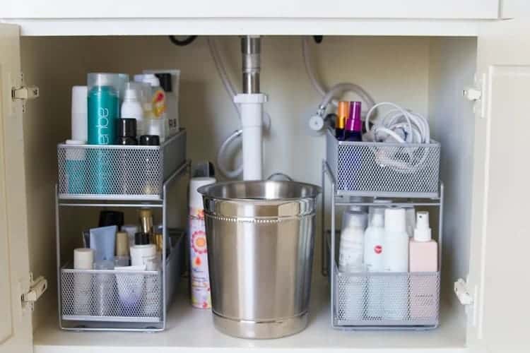 Under Bathroom Sink Storage Ideas Mesh Two-Tier Drawers