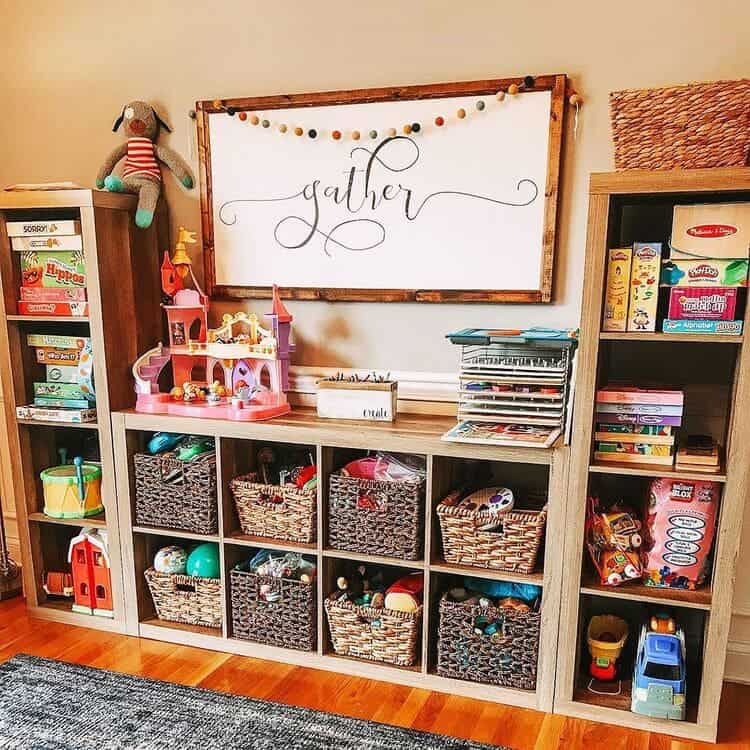 8 Cube Organizer and a Whiteboard for the Kids Room