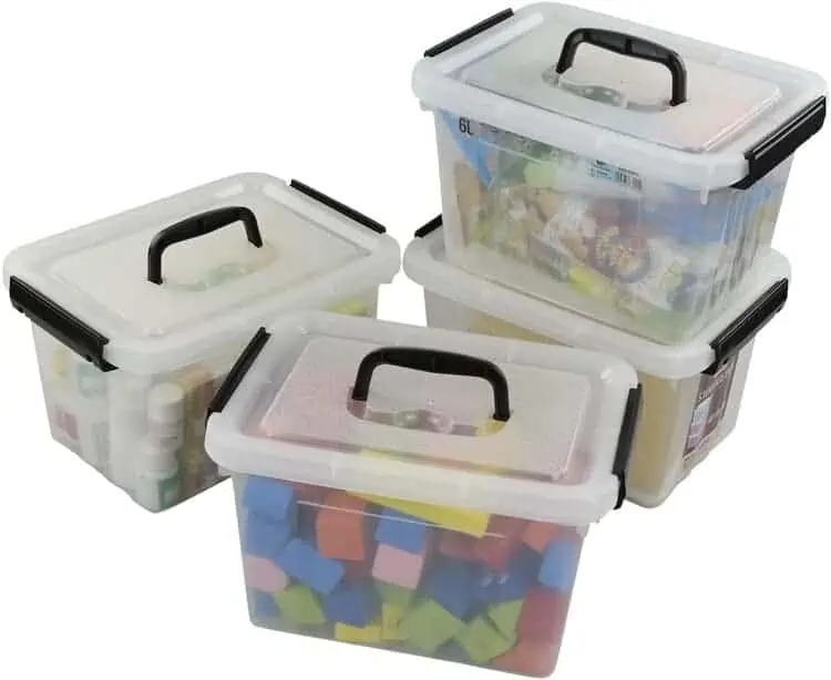 Storage Box with Black Handle and Latches - 4 Pack