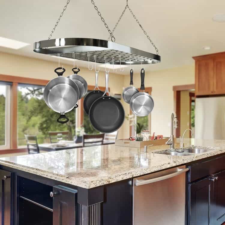 hang up pots and pans kitchen organization hacks