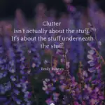 Clutter isn't actually about the stuff. It's about the stuff underneath the stuff - Emily Rooney