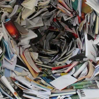 A swirling mass of messy books.