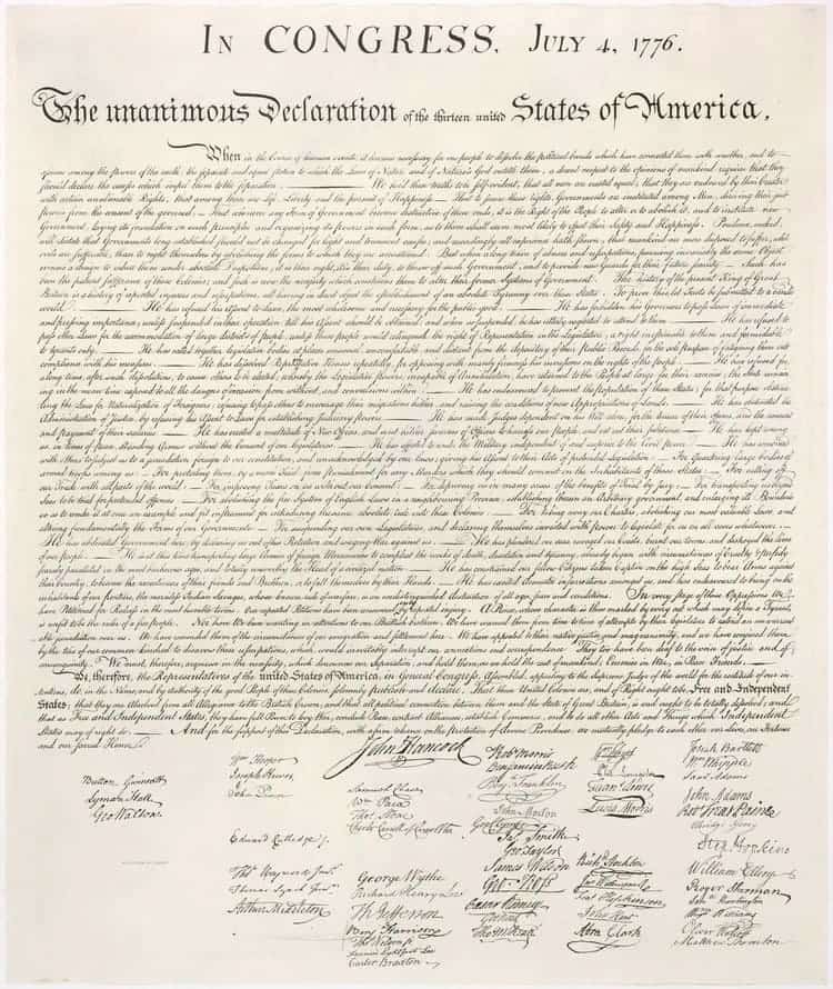 4 July The Declaration of Independence USA