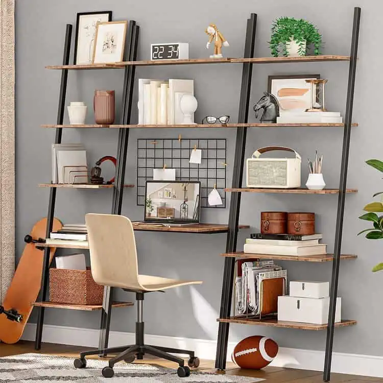 5-Tier Leaning Ladder Shelf Bookshelf