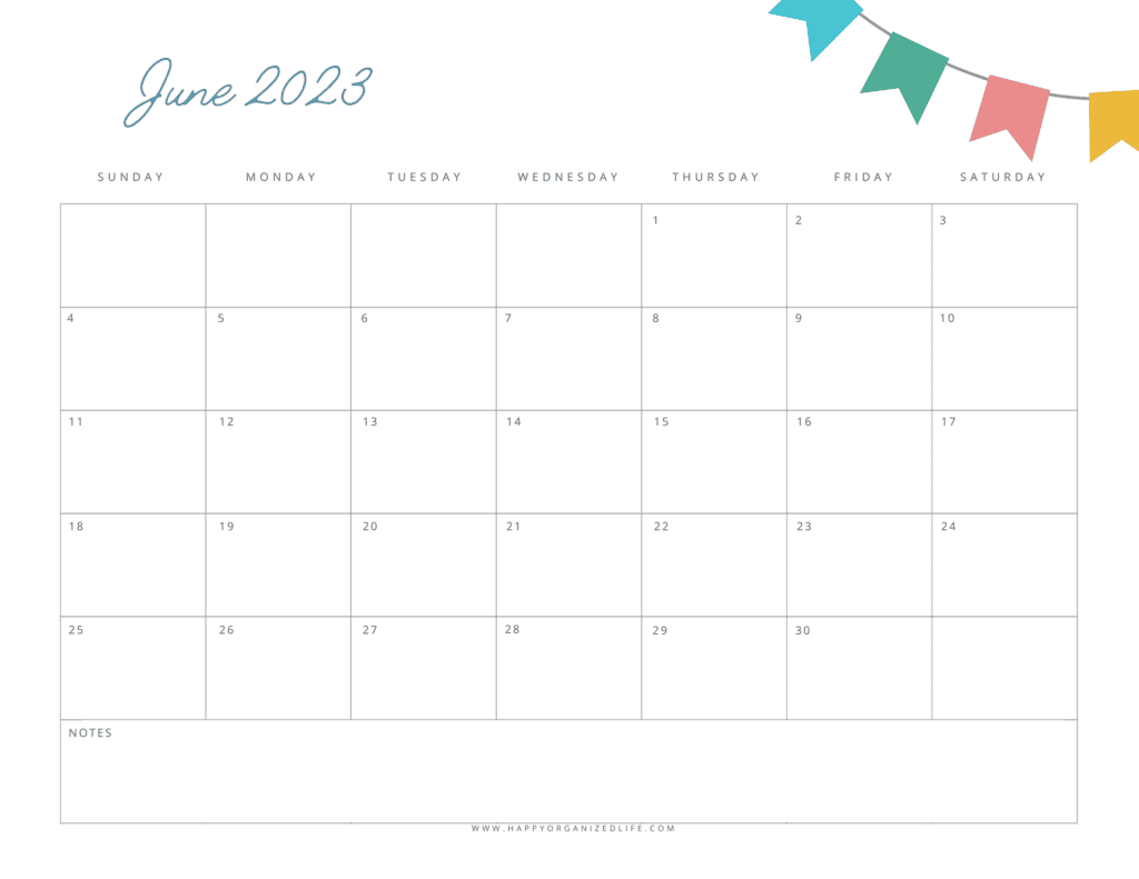 June 2023 Calendar Minimalist Banner Design