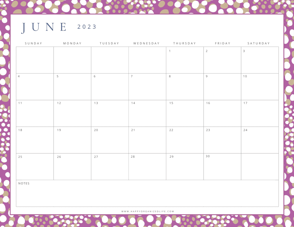 June 2023 Calendar Purple Geometric Design