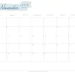 November 2023 Calendar Minimalist Sea Foam Design