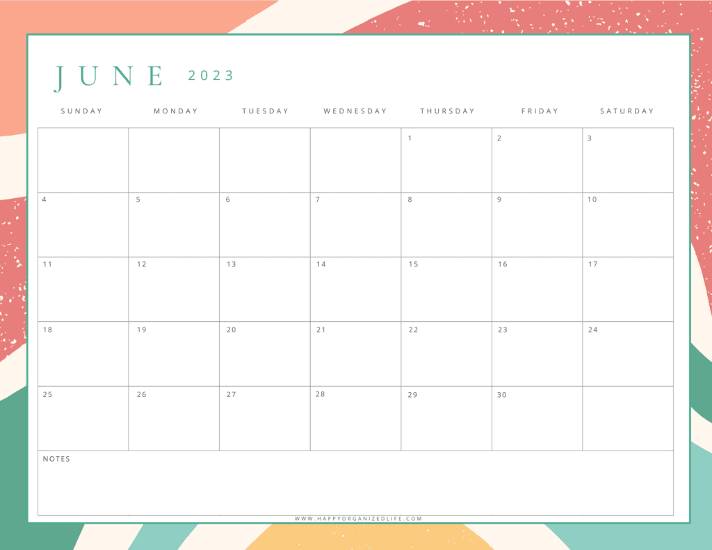 June 2023 Calendar Light and Dark Orange Geometric Design