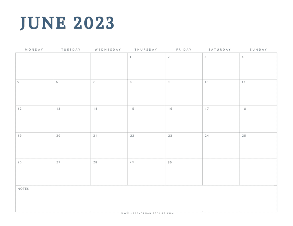 June 2023 Minimalist Monday Start Design