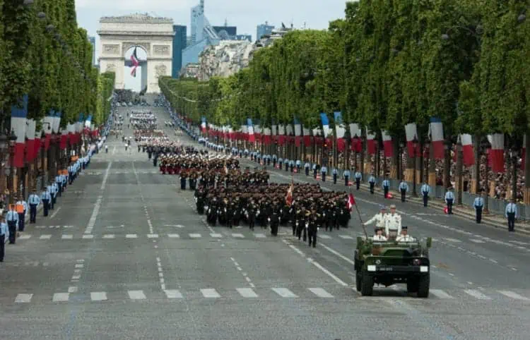 military parade on the Champs-Elysées in Paris