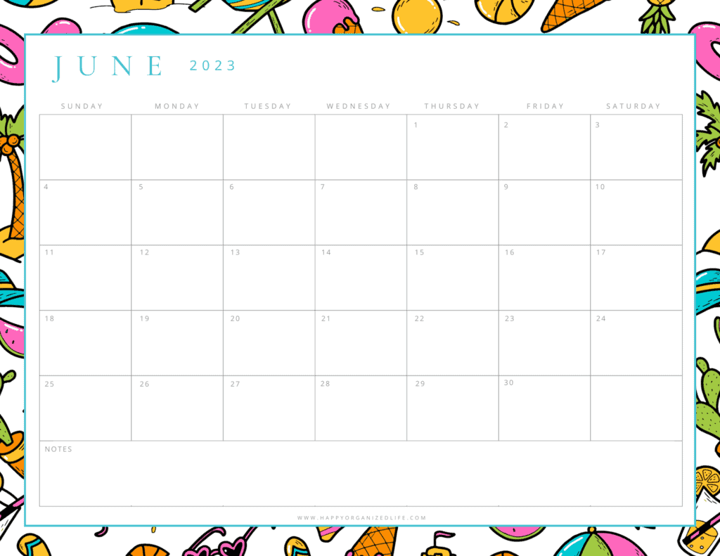 June Calendar for 2023 - 45 Free Printable Designs