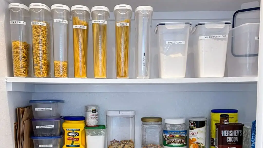 pantry items with labels