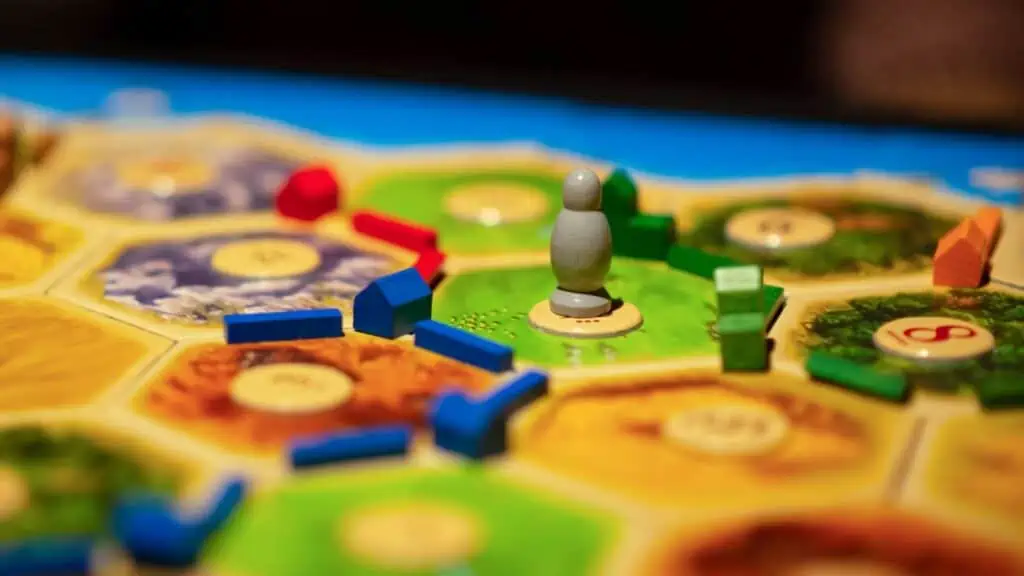 close up of the game Settlers of Catan