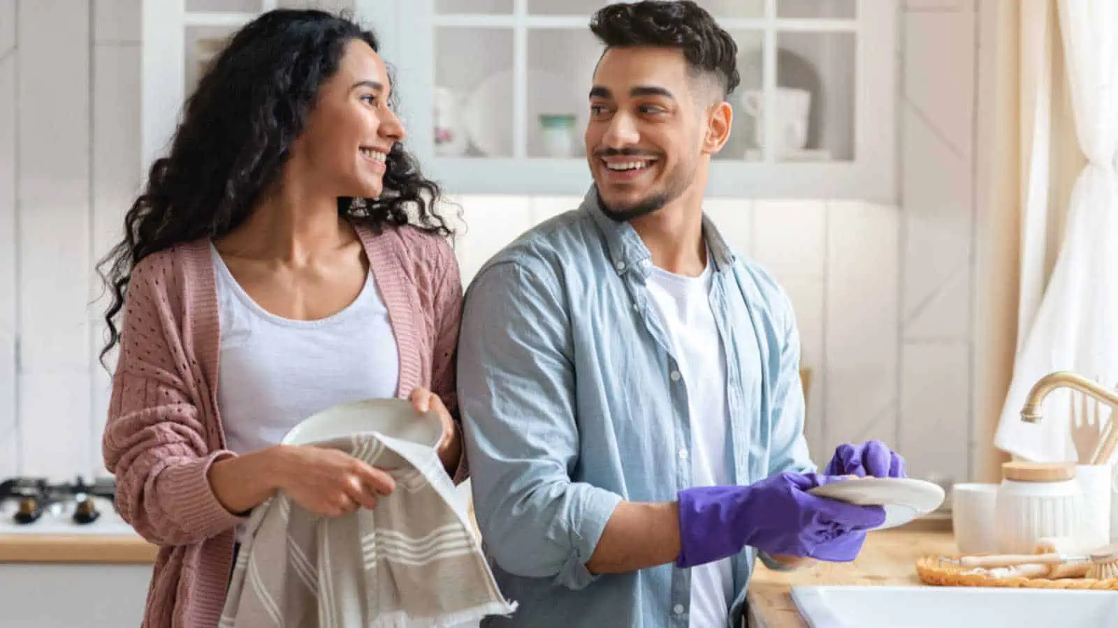 Couples cleaning