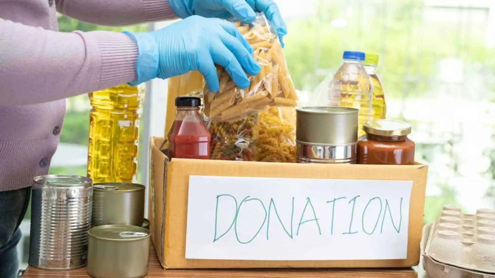 DIfferent items in donation box