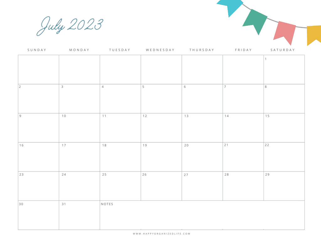 July 2023 Calendar Minimalist Banner Design