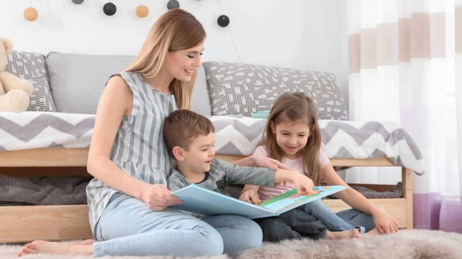 Woman spending time with kids