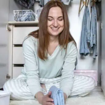 Woman decluttering
