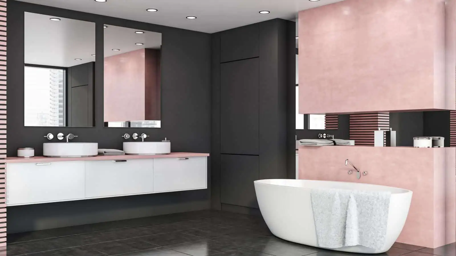 modern bathroom with pink