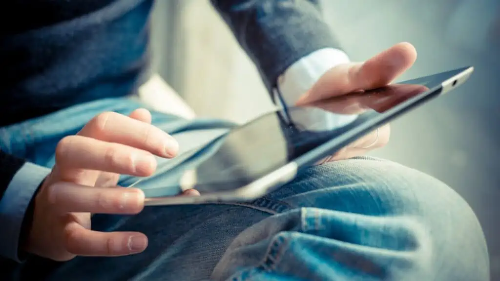 person using a tablet