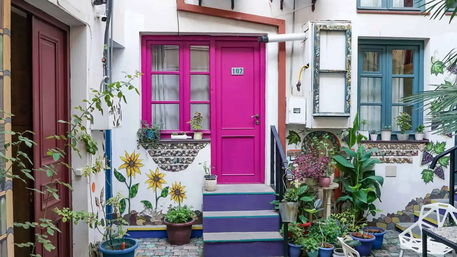 pink front door