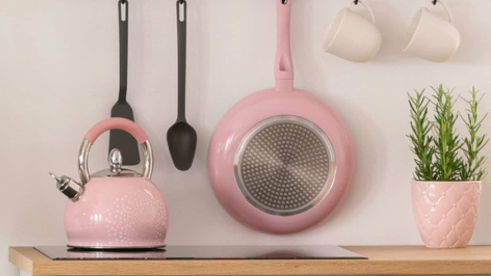 pink kitchen tools
