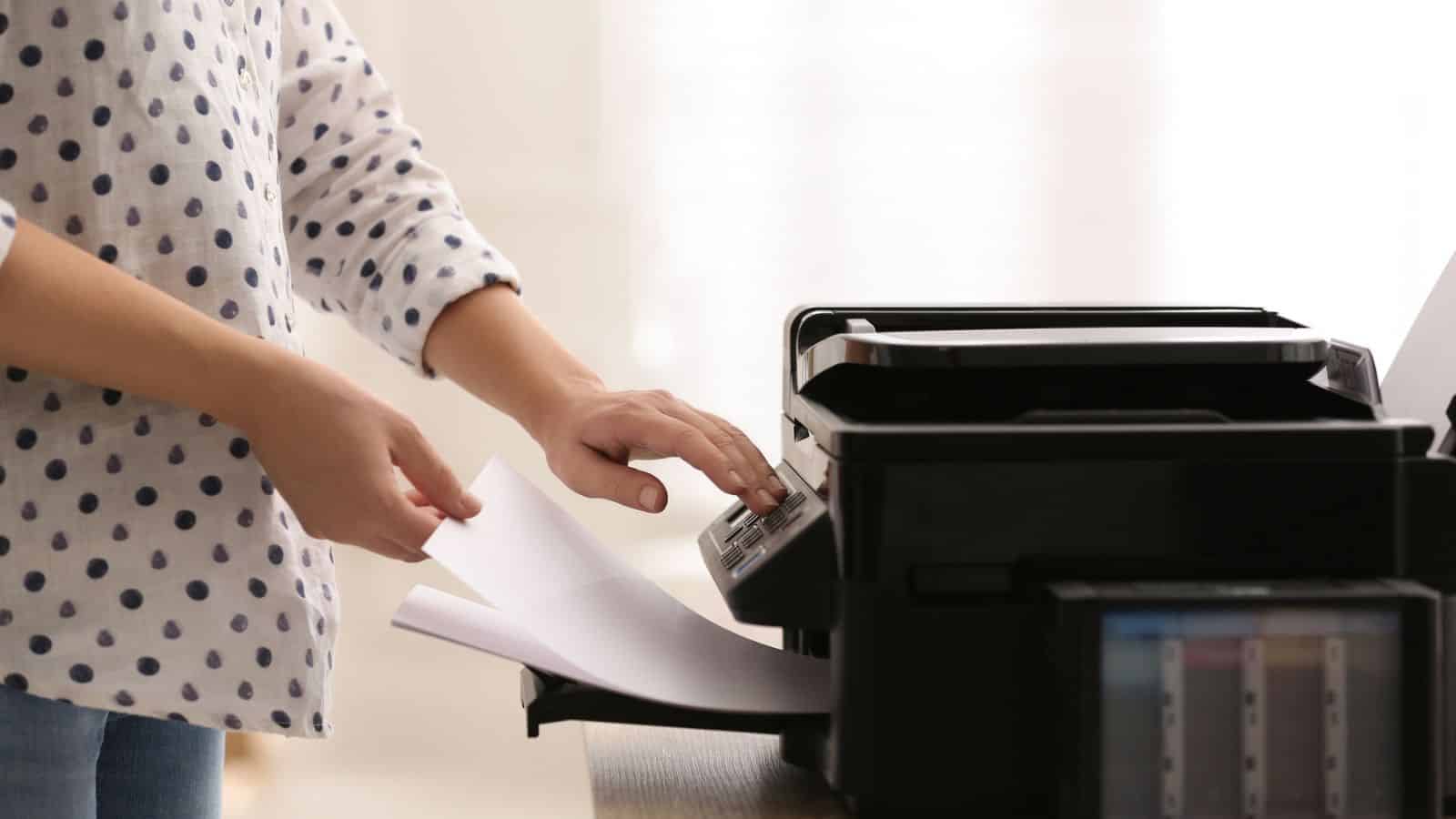 woman scanning paper