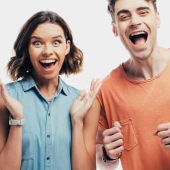 excited man and woman