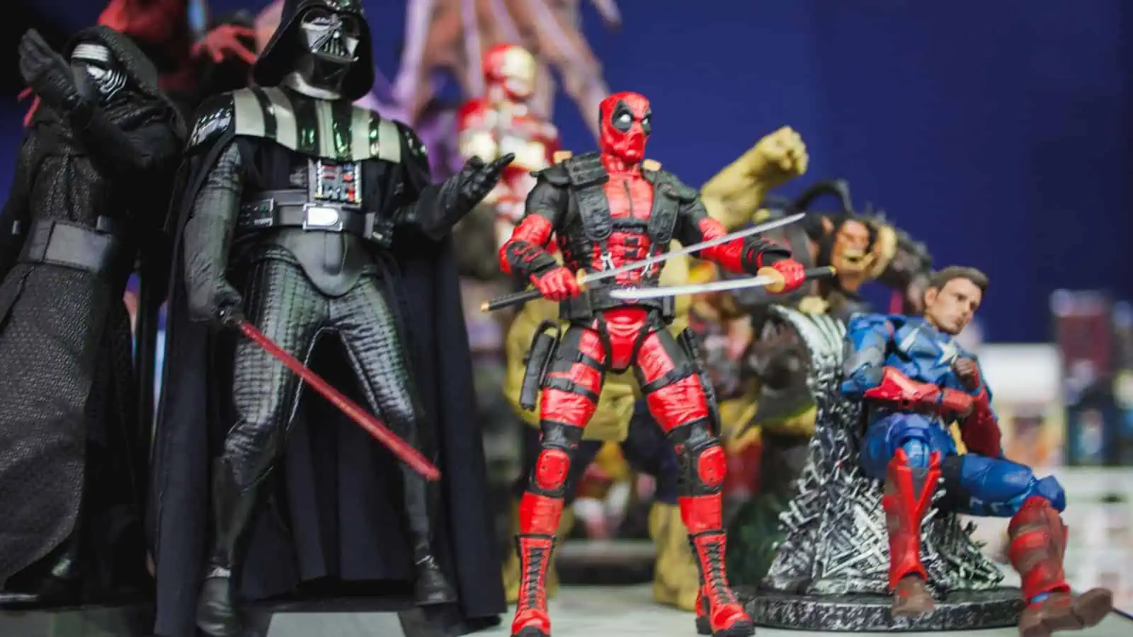 action figures of darth vader and spiderman