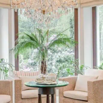 elegant living room with chandelier