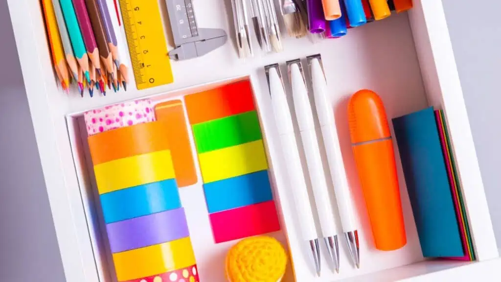 organized office supplies in drawer (1)