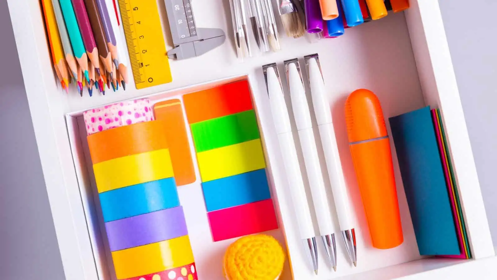 organized office supplies in drawer (1)