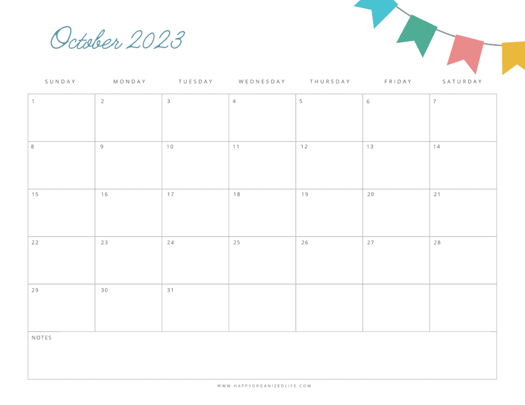 October 2023 Calendar Minimalist Banner Design