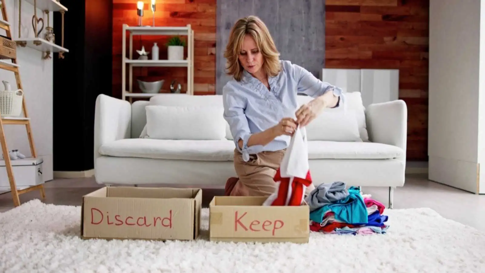 Organized Woman Discarding Clothes