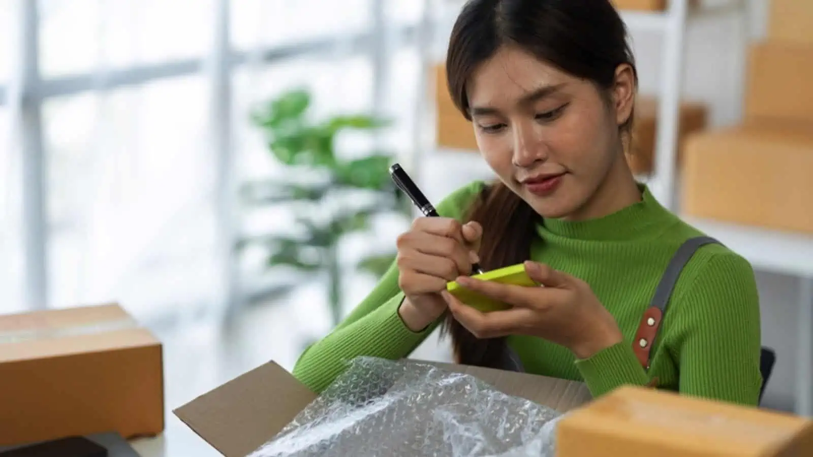 Woman taking inventory