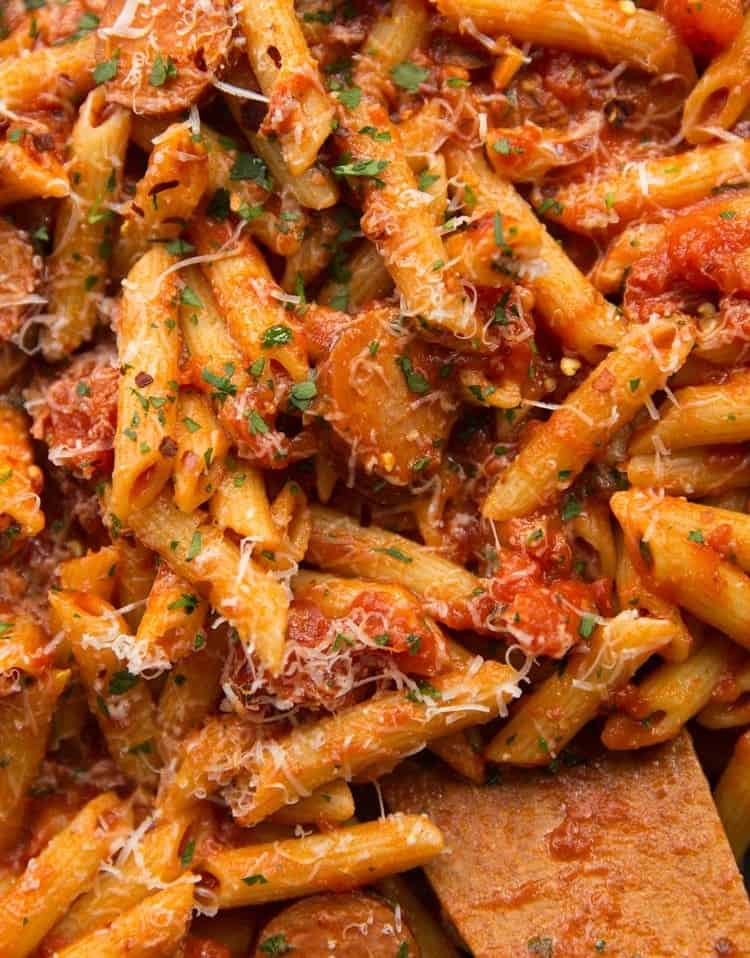 Penne Arrabiata with Smoked Sausage