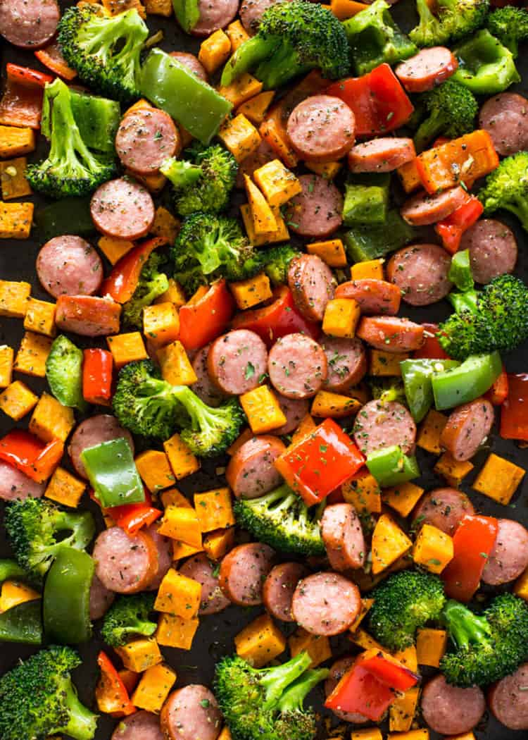 Healthy 20 Minute Sheet Pan Sausage and Veggies