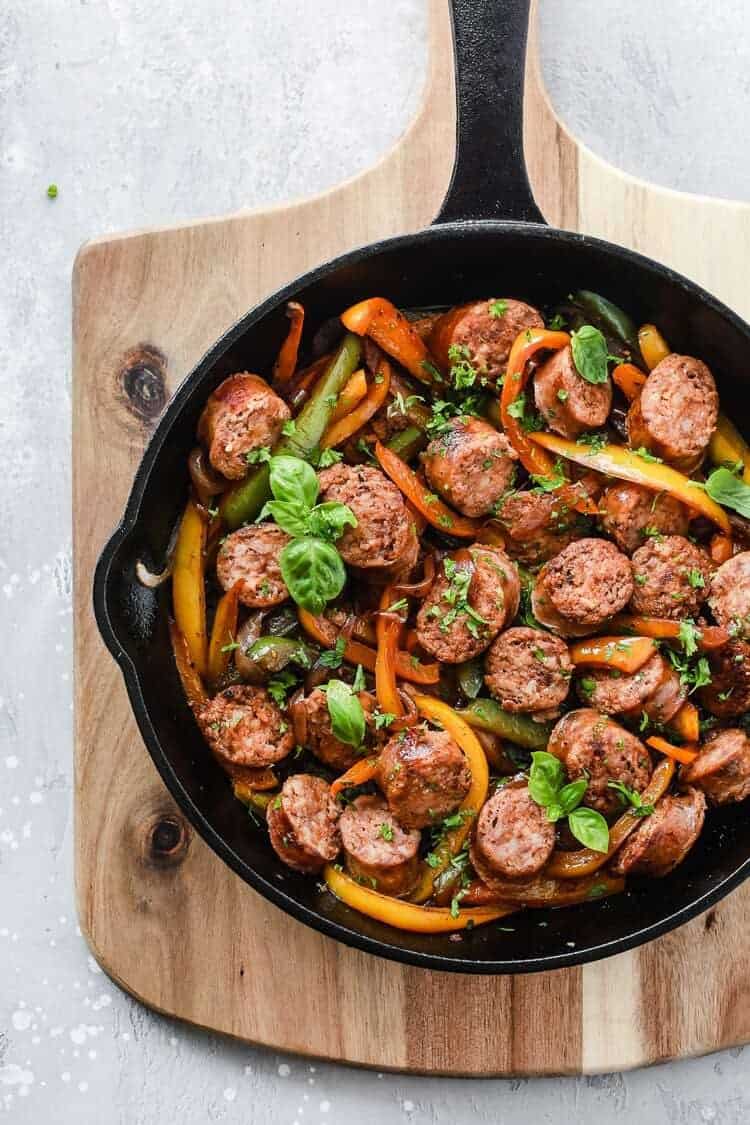 Low-carb and Whole30 Italian Sausage Peppers and Onions