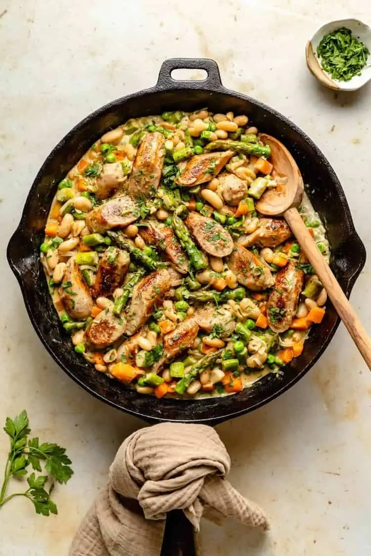 Healthy Creamy Chicken Sausage Skillet