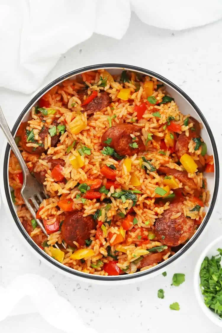 Gluten-Free Dairy-Free Cajun Sausage and Rice Skillet (One Pan Dinner)